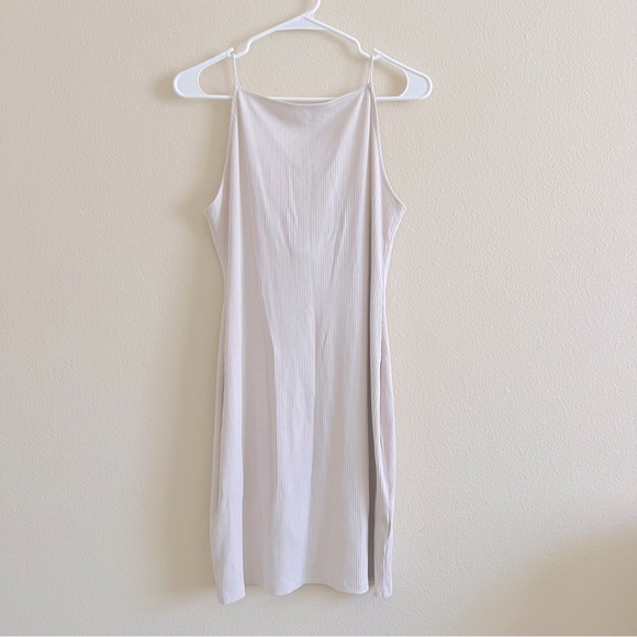 Blush Taupe Square Neck Thin Strap Low Back Bodycon Y2K Dress - Picture 10 of 10